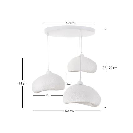 Brilagi - Pendelleuchte mit Kabel WABI SABI 3xE27/40W/230V Ø 60 cm weiß
