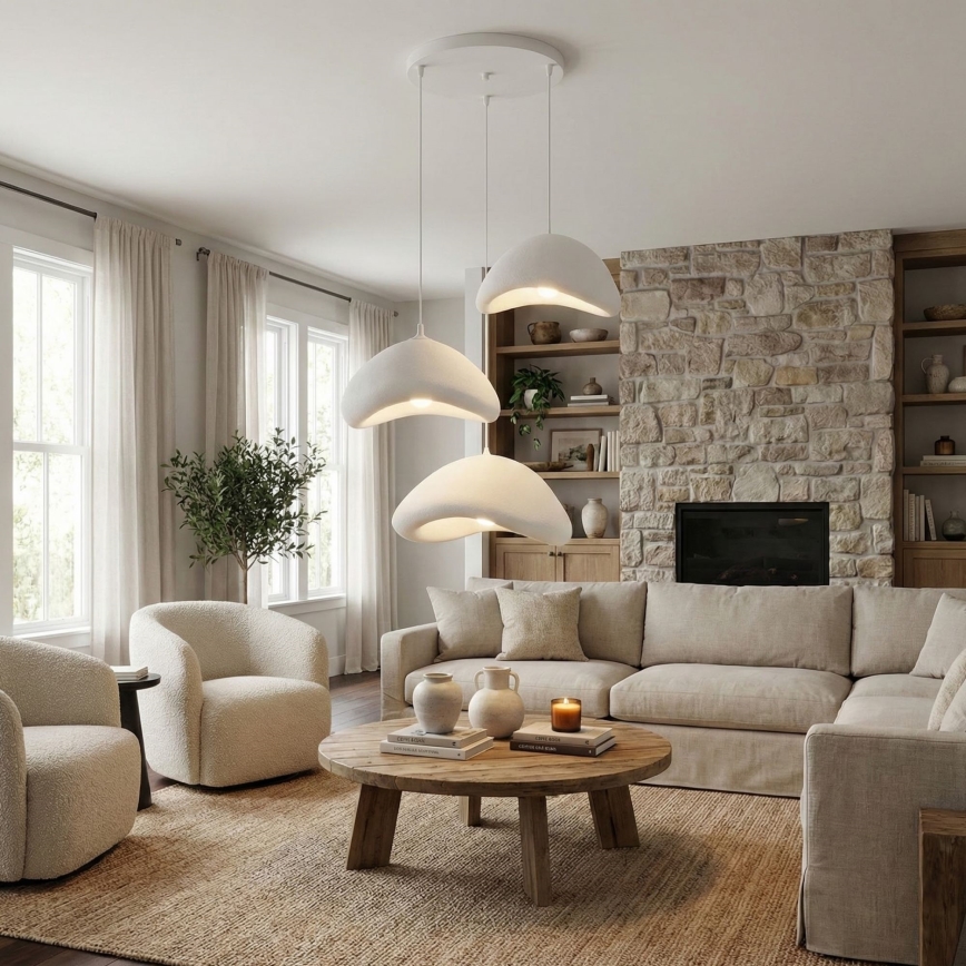 Brilagi - Pendelleuchte mit Kabel WABI SABI 3xE27/40W/230V Ø 82 cm weiß