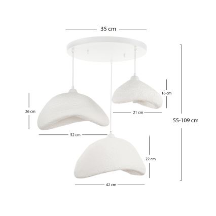 Brilagi - Pendelleuchte mit Kabel WABI SABI 3xE27/40W/230V Ø 82 cm weiß
