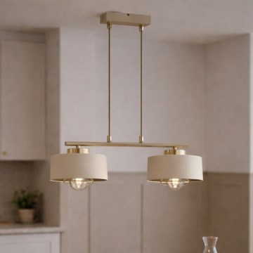 Brilagi - Pendelleuchte mit Kabelaufhängung 2xE27/60W/230V beige/gold