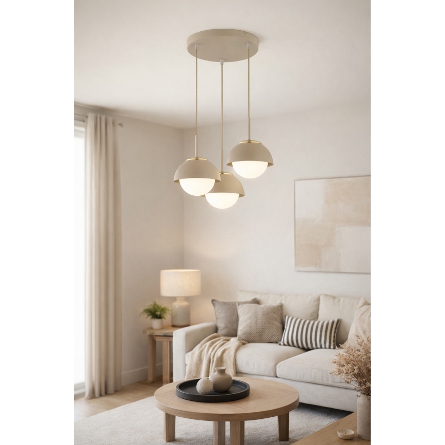 Brilagi - Pendelleuchte mit Kabelaufhängung 3xE27/60W/230V beige/gold