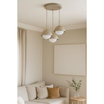 Brilagi - Pendelleuchte mit Kabelaufhängung 3xE27/60W/230V beige/gold
