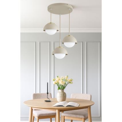 Brilagi - Pendelleuchte mit Kabelaufhängung 3xE27/60W/230V beige/gold