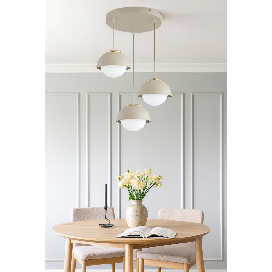 Brilagi - Pendelleuchte mit Kabelaufhängung 3xE27/60W/230V beige/gold