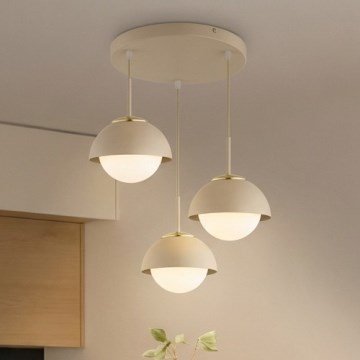 Brilagi - Pendelleuchte mit Kabelaufhängung COSMO 3xE27/60W/230V beige/gold