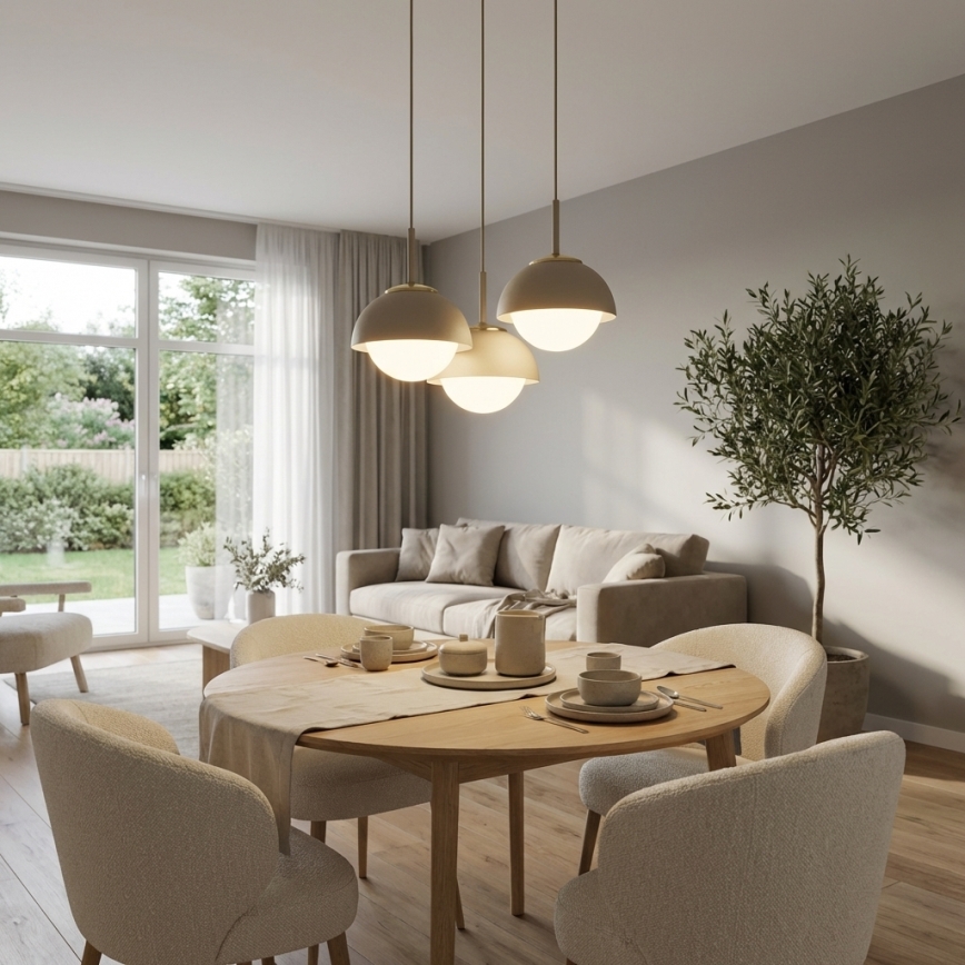Brilagi - Pendelleuchte mit Kabelaufhängung COSMO 3xE27/60W/230V beige/gold