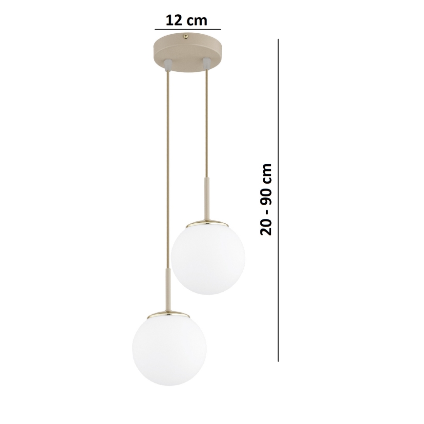 Brilagi - Pendelleuchte mit Kabelaufhängung MILO ECRU 2xE27/60W/230V beige/goldfarben