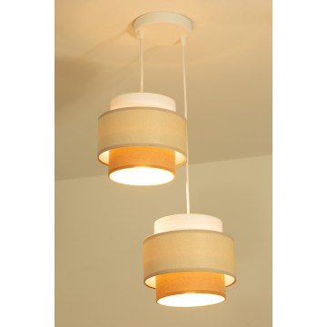 Brilagi - Pendelleuchte mit Kabelaufhängung RESNA 2xE27/60W/230V Ø 30 cm creme/beige