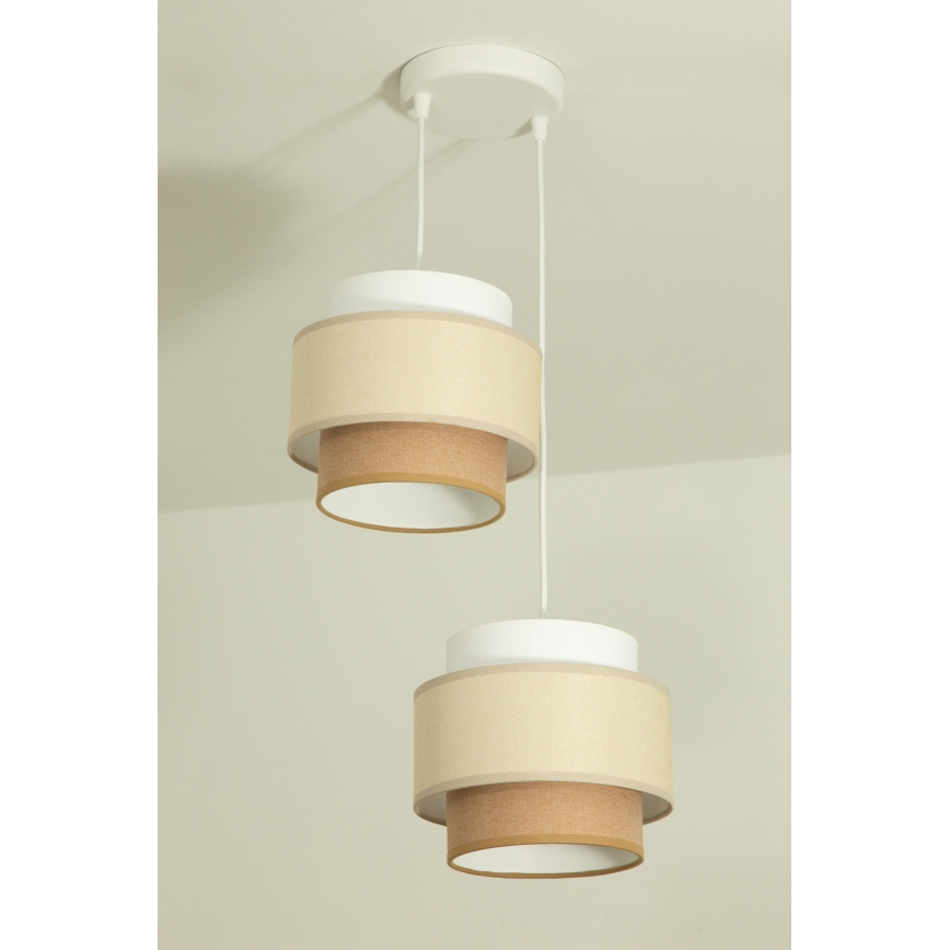 Brilagi - Pendelleuchte mit Kabelaufhängung RESNA 2xE27/60W/230V Ø 30 cm creme/beige