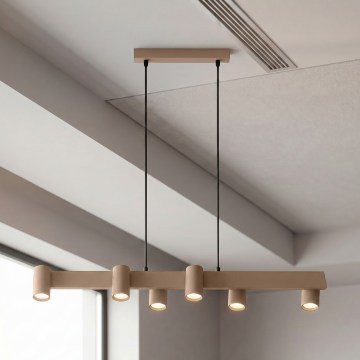 Brilagi - Pendelleuchte mit Kabelaufhängung SELE 6xGU10/30W/230V beige