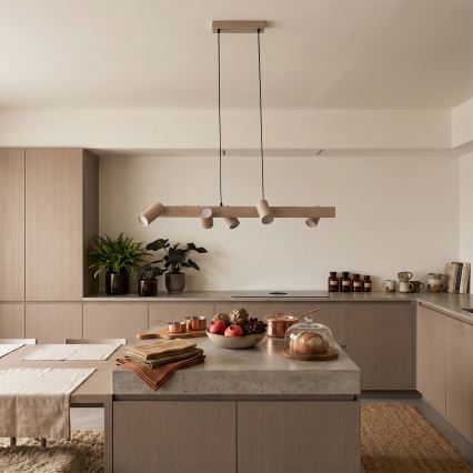Brilagi - Pendelleuchte mit Kabelaufhängung SELE 6xGU10/30W/230V beige