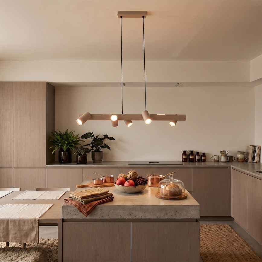 Brilagi - Pendelleuchte mit Kabelaufhängung SELE 6xGU10/30W/230V beige
