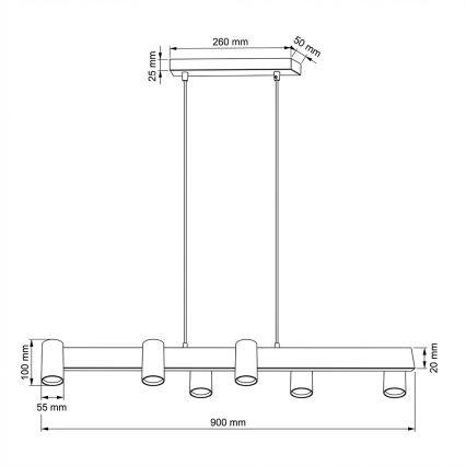 Brilagi - Pendelleuchte mit Kabelaufhängung SELE 6xGU10/30W/230V beige