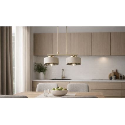 Brilagi - Pendelleuchte mit Kabelaufhängung SPRING 2xE27/60W/230V beige/gold