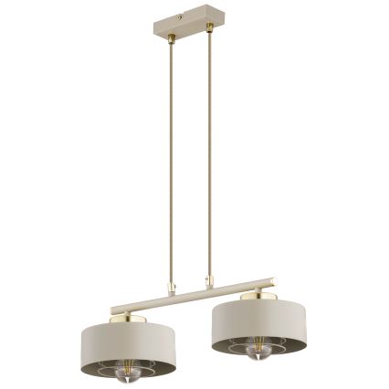 Brilagi - Pendelleuchte mit Kabelaufhängung SPRING 2xE27/60W/230V beige/gold