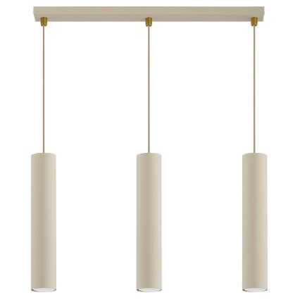 Brilagi - Pendelleuchte mit Kabelaufhängung TUBE 3xGU10/15W/230V beige/gold