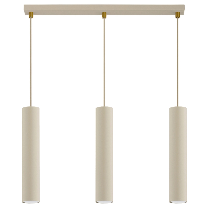 Brilagi - Pendelleuchte mit Kabelaufhängung TUBE 3xGU10/15W/230V beige/gold