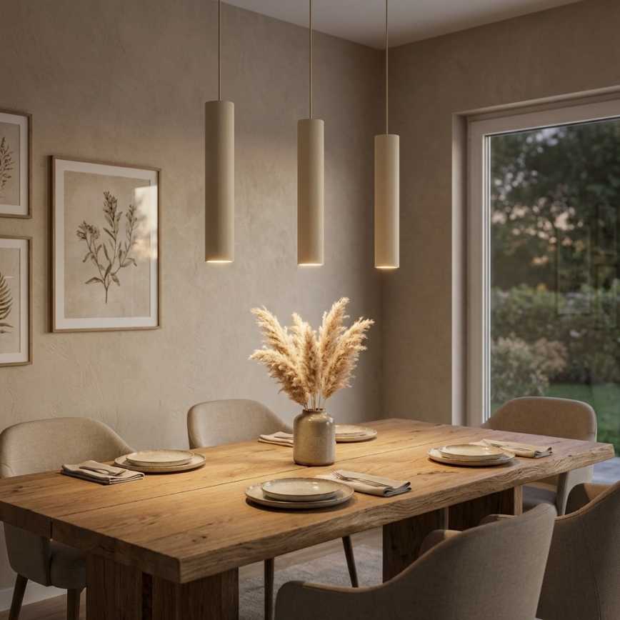 Brilagi - Pendelleuchte mit Kabelaufhängung TUBE 3xGU10/15W/230V beige/gold