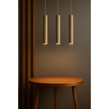 Brilagi - Pendelleuchte mit Kabelaufhängung TUBE 3xGU10/15W/230V beige/gold