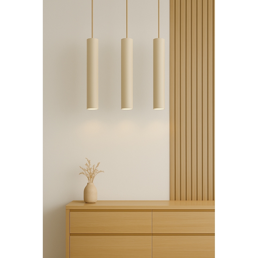 Brilagi - Pendelleuchte mit Kabelaufhängung TUBE 3xGU10/15W/230V beige/gold