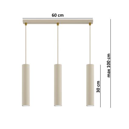 Brilagi - Pendelleuchte mit Kabelaufhängung TUBE 3xGU10/15W/230V beige/gold