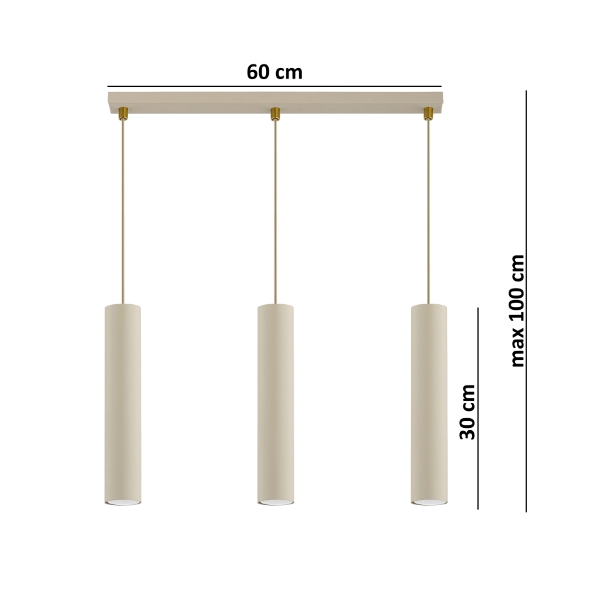 Brilagi - Pendelleuchte mit Kabelaufhängung TUBE 3xGU10/15W/230V beige/gold