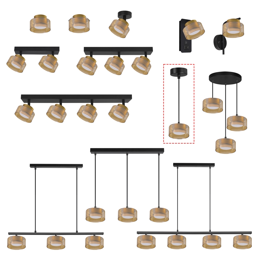 Brilagi - Pendelleuchte mit Seilaufhängung AURA LUX 1xGX53/30W/230V schwarz/gold