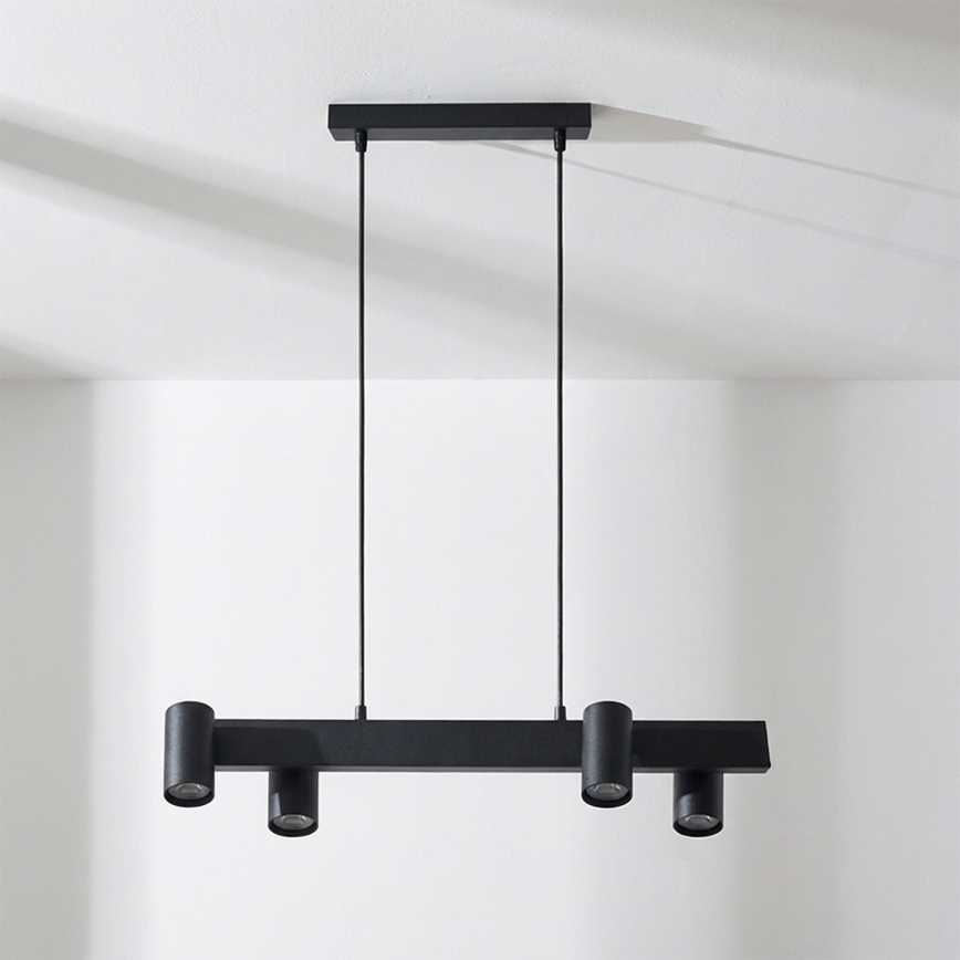 Brilagi - Pendelleuchte mit Seilaufhängung SELE 4xGU10/30W/230V schwarz