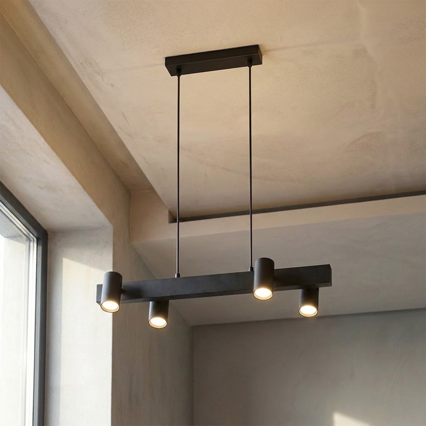 Brilagi - Pendelleuchte mit Seilaufhängung SELE 4xGU10/30W/230V schwarz