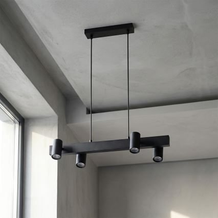 Brilagi - Pendelleuchte mit Seilaufhängung SELE 4xGU10/30W/230V schwarz