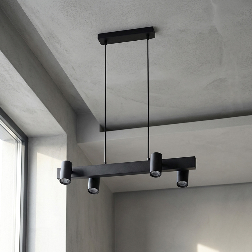 Brilagi - Pendelleuchte mit Seilaufhängung SELE 4xGU10/30W/230V schwarz