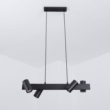 Brilagi - Pendelleuchte mit Seilaufhängung SELE 4xGU10/30W/230V schwarz