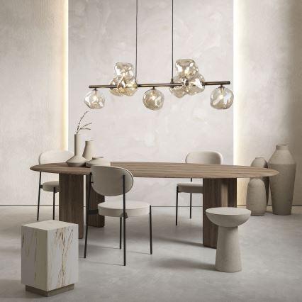 Brilagi - Pendelleuchte mit Seilaufhängung VULCANO 9xG9/8W/230V braun/rauchbeige