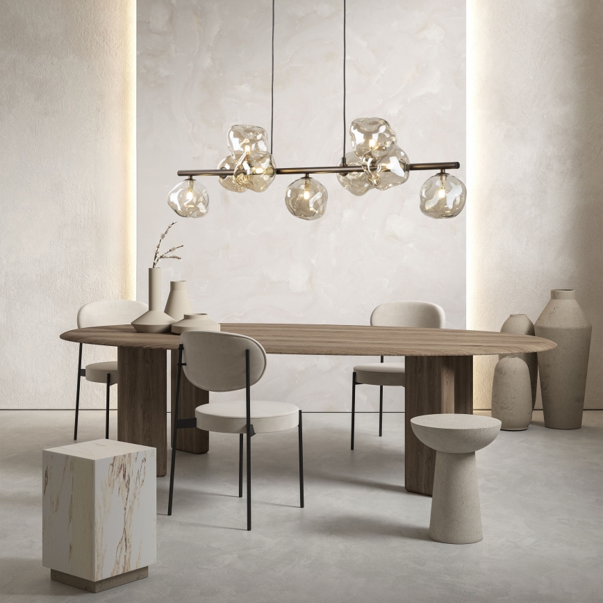 Brilagi - Pendelleuchte mit Seilaufhängung VULCANO 9xG9/8W/230V braun/rauchbeige