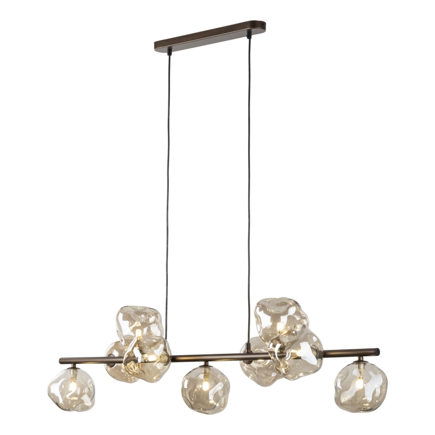 Brilagi - Pendelleuchte mit Seilaufhängung VULCANO 9xG9/8W/230V braun/rauchbeige