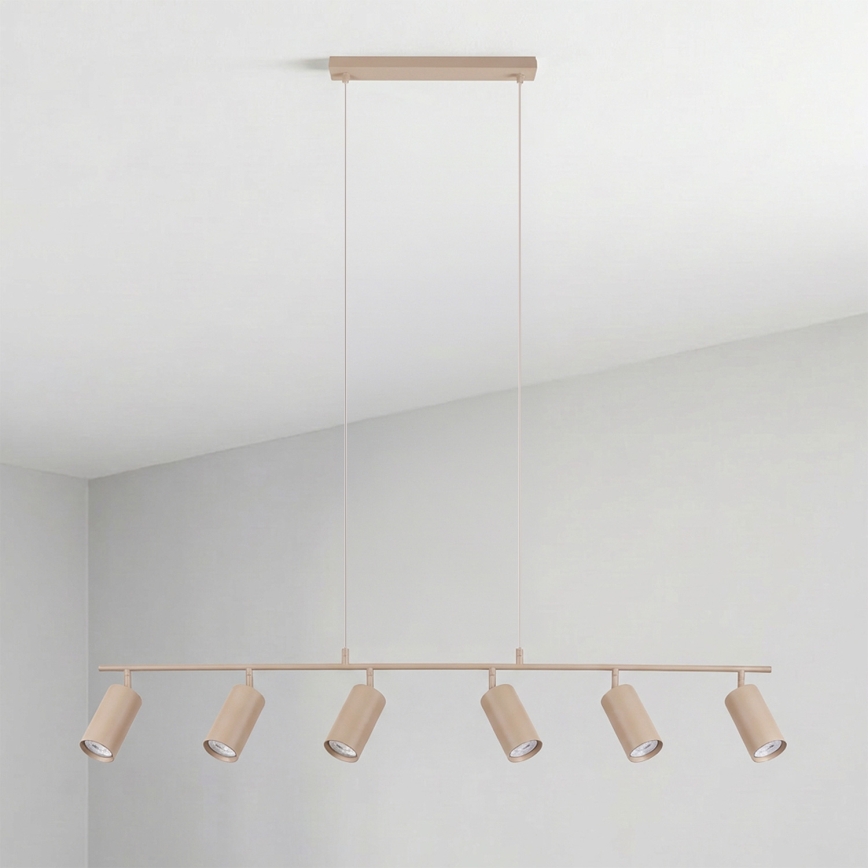 Brilagi - Pendelleuchte mit Stahlseil SELE 6xGU10/30W/230V beige