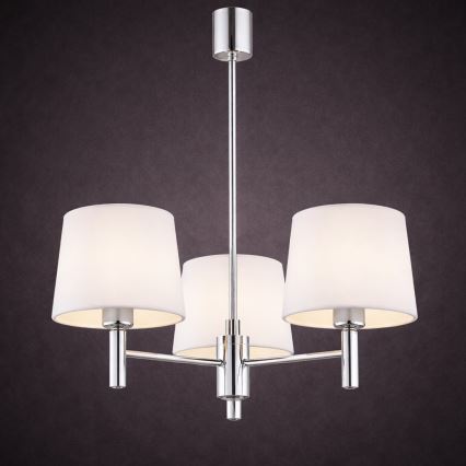 Brilagi - Pendelleuchte mit Stange MONTE 3xE27/15W/230V Creme/glänzender Chrom