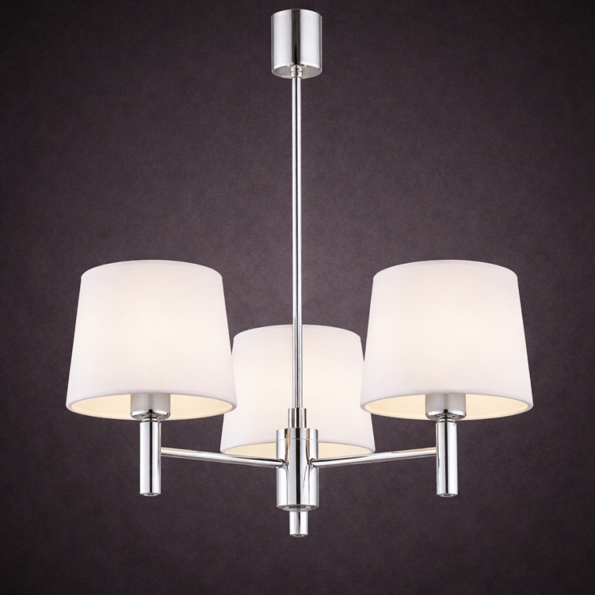 Brilagi - Pendelleuchte mit Stange MONTE 3xE27/15W/230V Creme/glänzender Chrom
