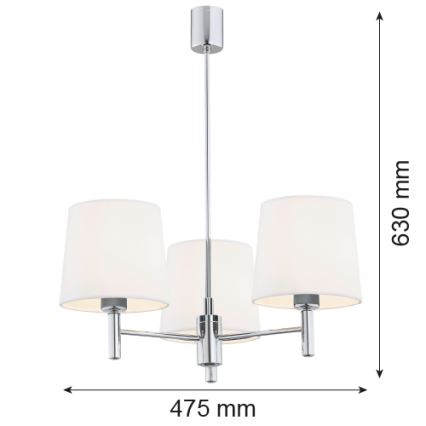 Brilagi - Pendelleuchte mit Stange MONTE 3xE27/15W/230V Creme/glänzender Chrom