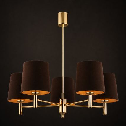 Brilagi - Pendelleuchte mit Stange MONTE 5×E27/15W/230V Braun/Gold