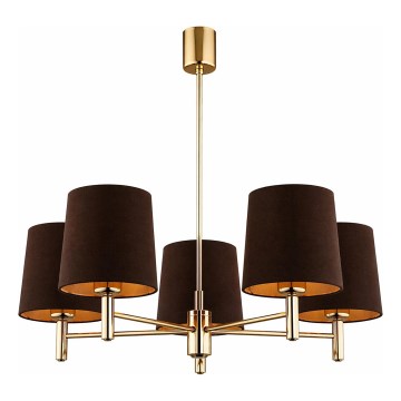 Brilagi - Pendelleuchte mit Stange MONTE 5×E27/60W/230V Braun/Gold