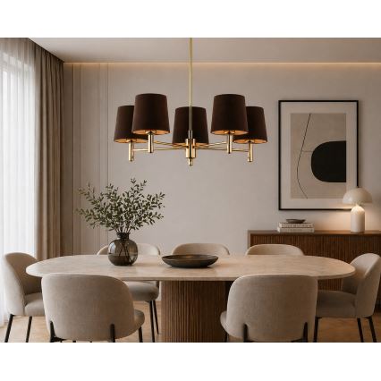 Brilagi - Pendelleuchte mit Stange MONTE 5×E27/60W/230V Braun/Gold