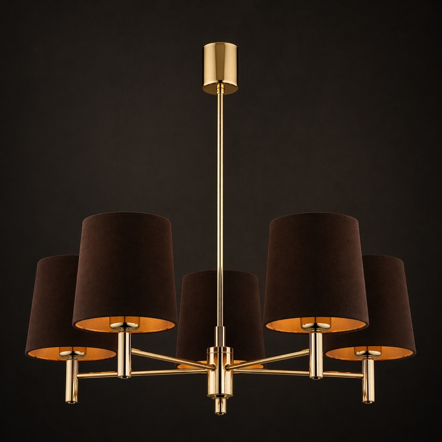 Brilagi - Pendelleuchte mit Stange MONTE 5×E27/60W/230V Braun/Gold