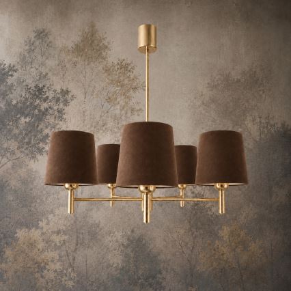 Brilagi - Pendelleuchte mit Stange MONTE 5×E27/60W/230V Braun/Gold