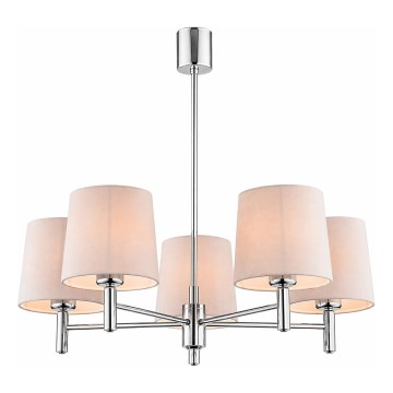 Brilagi - Pendelleuchte MONTE 5xE27/15W/230V beige/glänzender Chrom