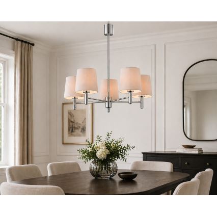 Brilagi - Pendelleuchte MONTE 5xE27/15W/230V beige/glänzender Chrom