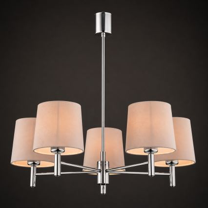Brilagi - Pendelleuchte MONTE 5xE27/15W/230V beige/glänzender Chrom