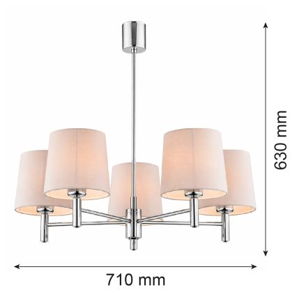 Brilagi - Pendelleuchte MONTE 5xE27/15W/230V beige/glänzender Chrom