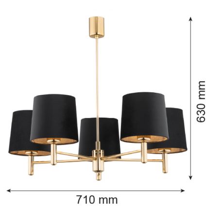 Brilagi - Pendelleuchte MONTE 5xE27/15W/230V schwarz/gold