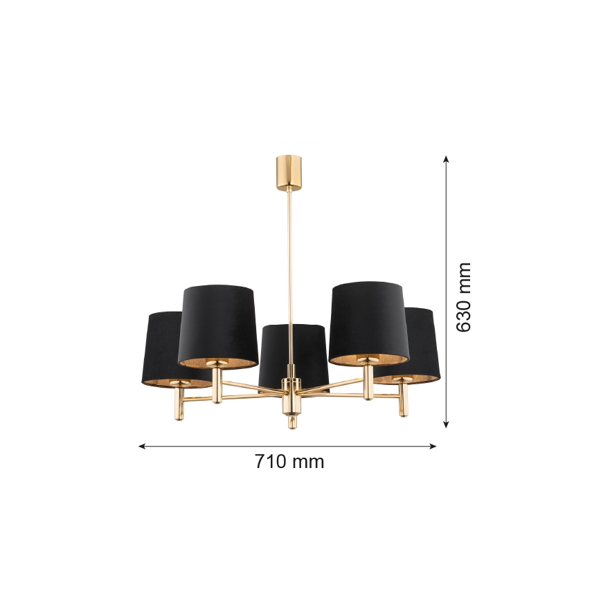 Brilagi - Pendelleuchte MONTE 5xE27/15W/230V schwarz/gold